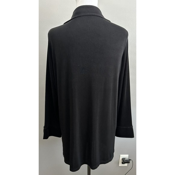 TRAVELSMITH Womens Open Front Black Liquid Knit Jacket Long Cardigan Size Large - Picture 4 of 6